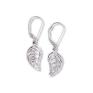 Open Leaf Earrings w/CZs on Leverbacks